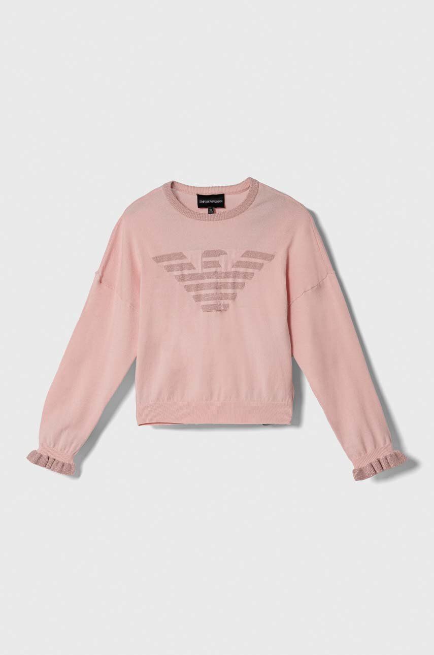 E-shop Dětský svetr Emporio Armani růžová barva, lehký