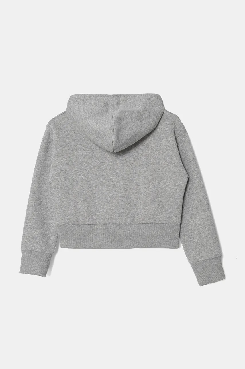 Дитяча кофта Under Armour UA Rival Fleece Crop колір сірий з капюшоном меланж