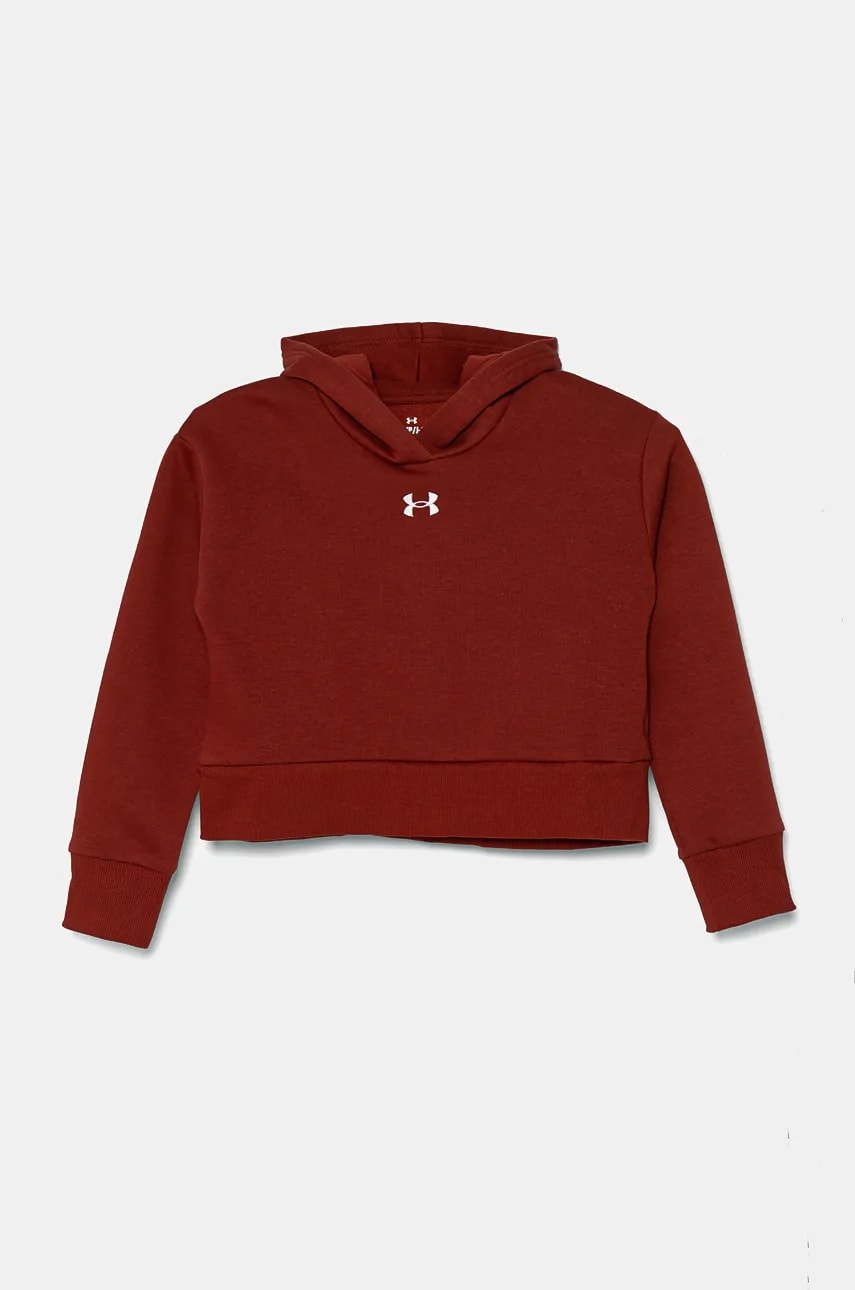 Under Armour bluza copii UA Rival Fleece Crop culoarea bordo, cu glugă, melanj