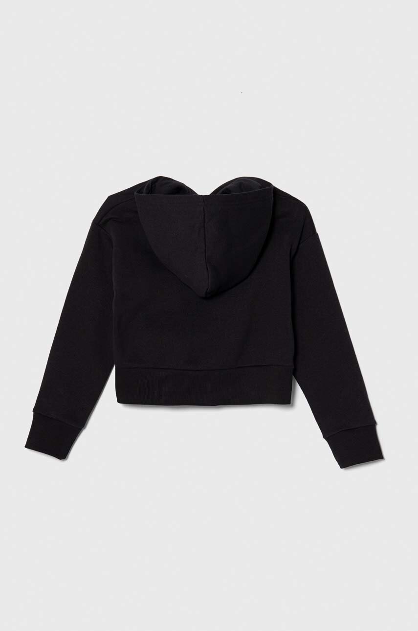 Дитяча кофта Under Armour UA Rival Fleece Crop колір чорний з капюшоном меланж