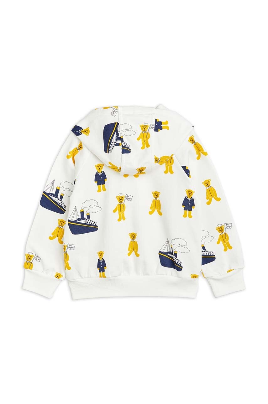 Детская хлопковая кофта Mini Rodini цвет белый с капюшоном узор