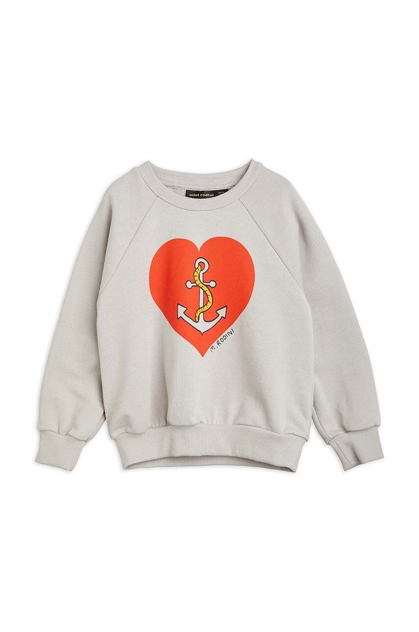 Детская хлопковая кофта Mini Rodini цвет серый с принтом Детская хлопковая кофта Mini Rodini цвет серый с принтом