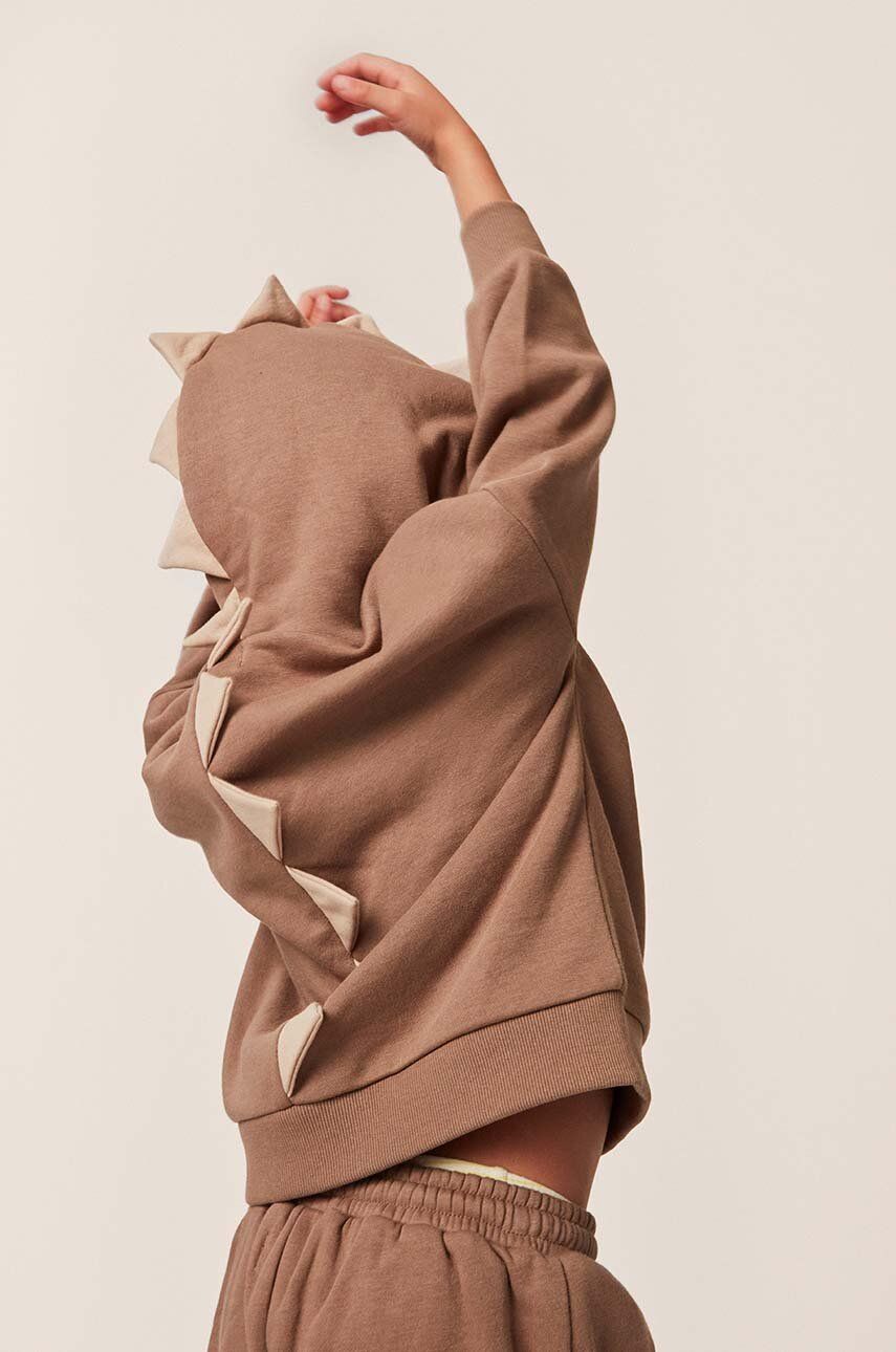 Levně Dětská mikina Konges Sløjd béžová barva, s kapucí, s aplikací