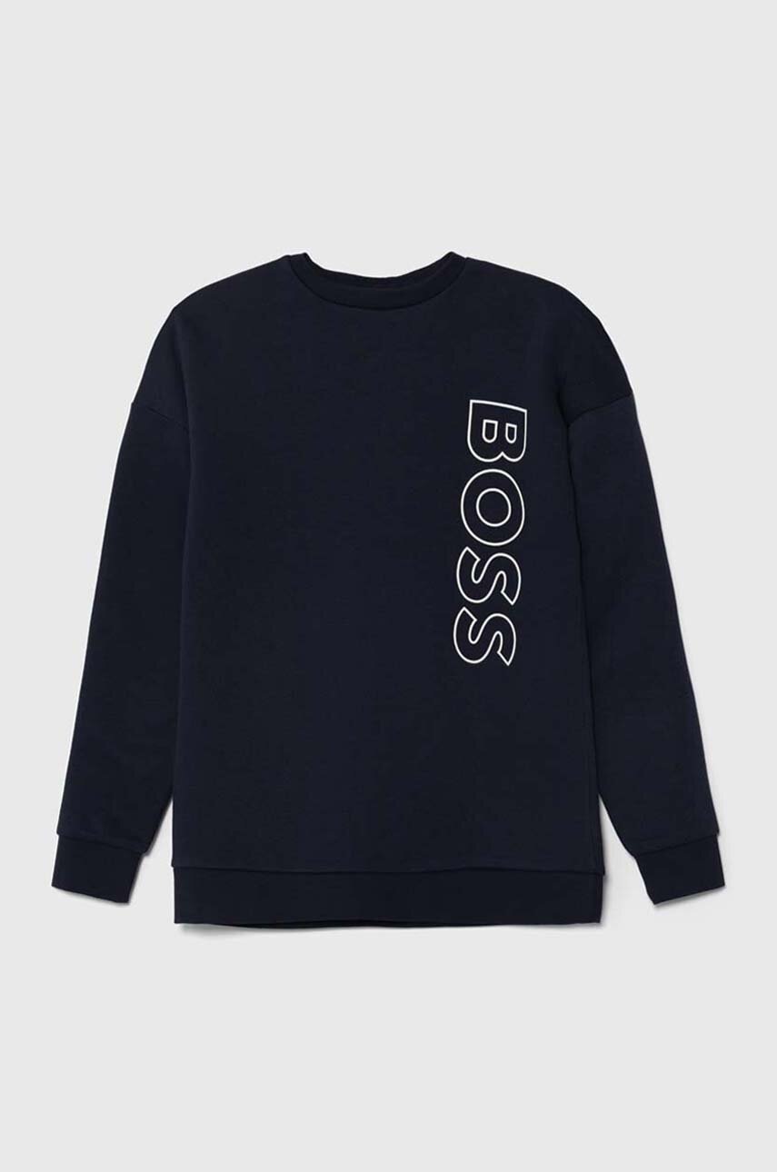 BOSS bluza copii culoarea albastru marin, cu imprimeu