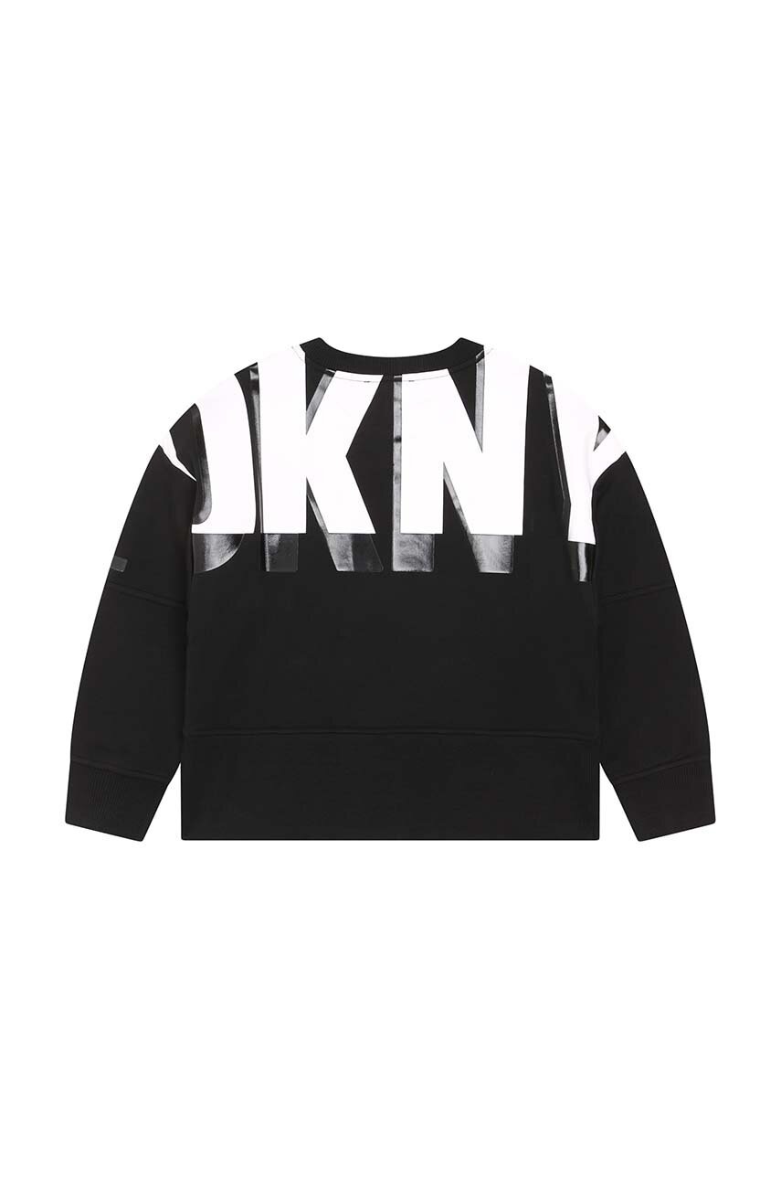 Дитяча бавовняна кофта Dkny колір чорний з принтом