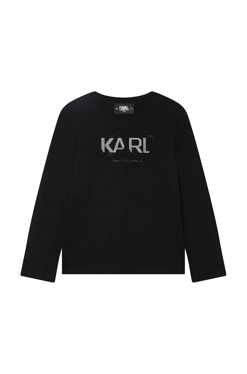 Karl Lagerfeld longsleeve copii culoarea negru, cu imprimeu