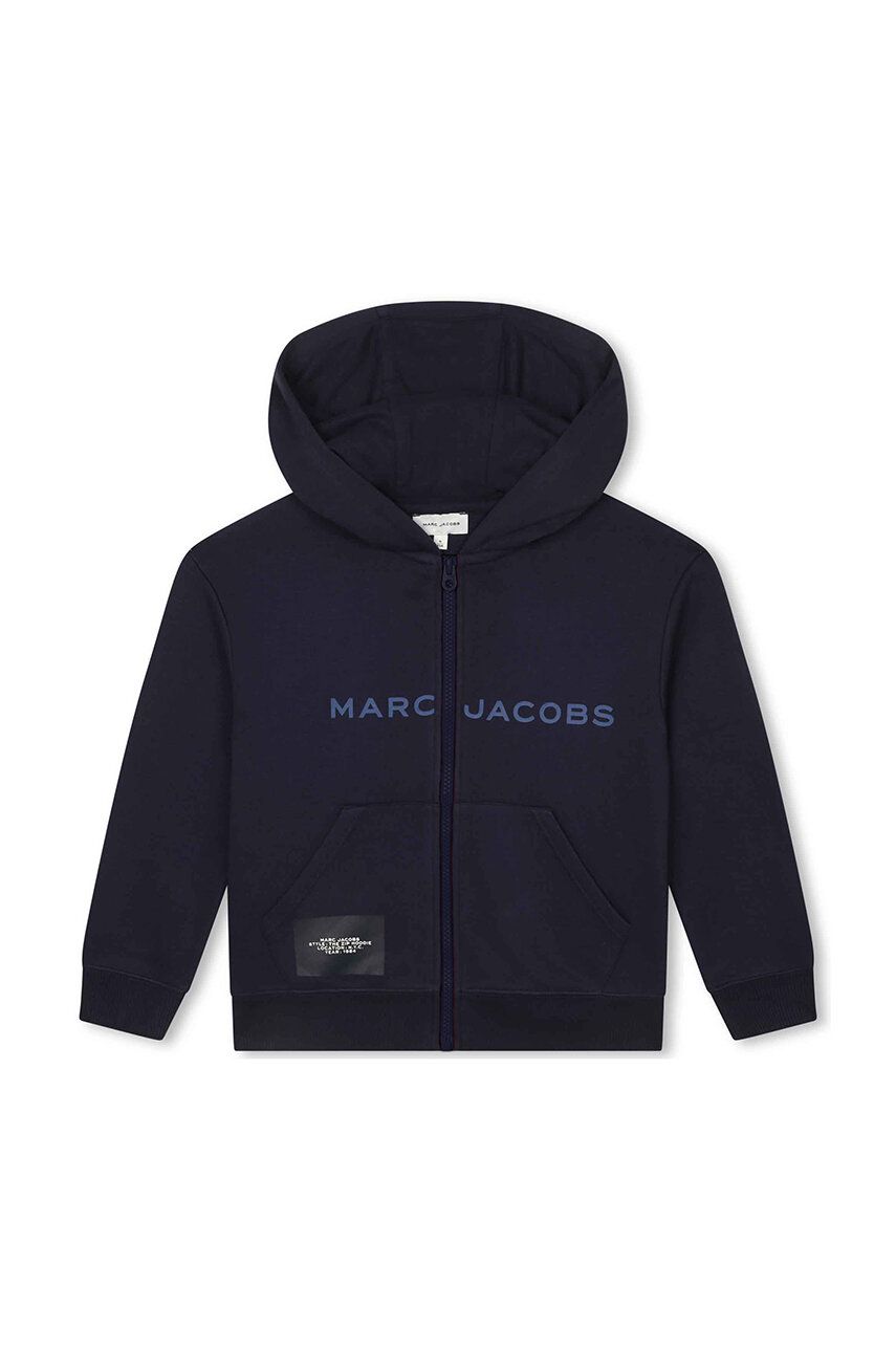 Dětská mikina Marc Jacobs tmavomodrá barva, s kapucí, s potiskem - námořnická modř - Materiál č. 1: 
