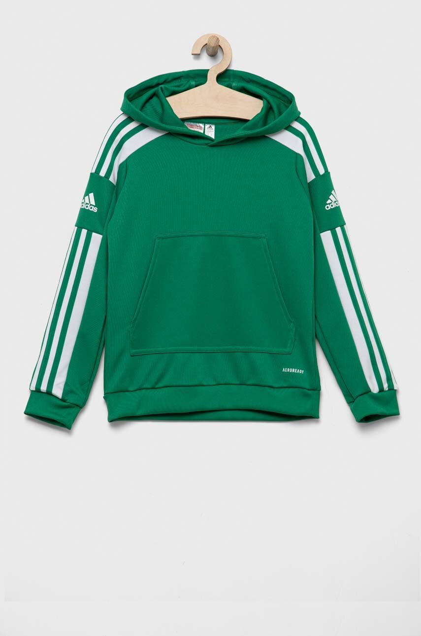 adidas Performance bluza copii culoarea verde, cu glugă, modelator