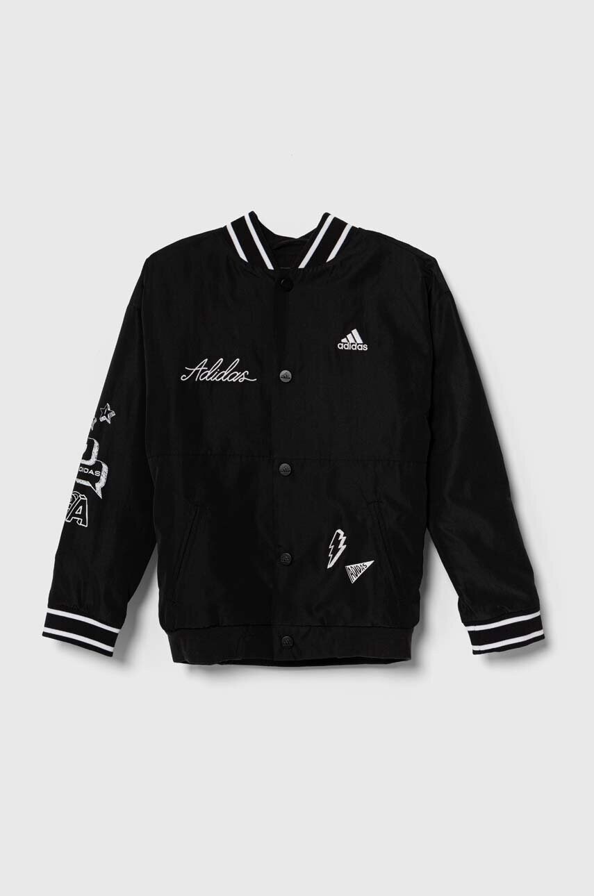 

Дитяча куртка-бомбер adidas J BLUV Q3 WVJKT колір чорний