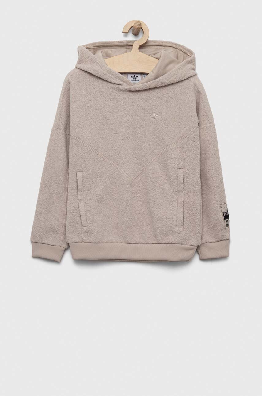 

Дитяча кофта adidas Originals колір бежевий з капюшоном однотонна
