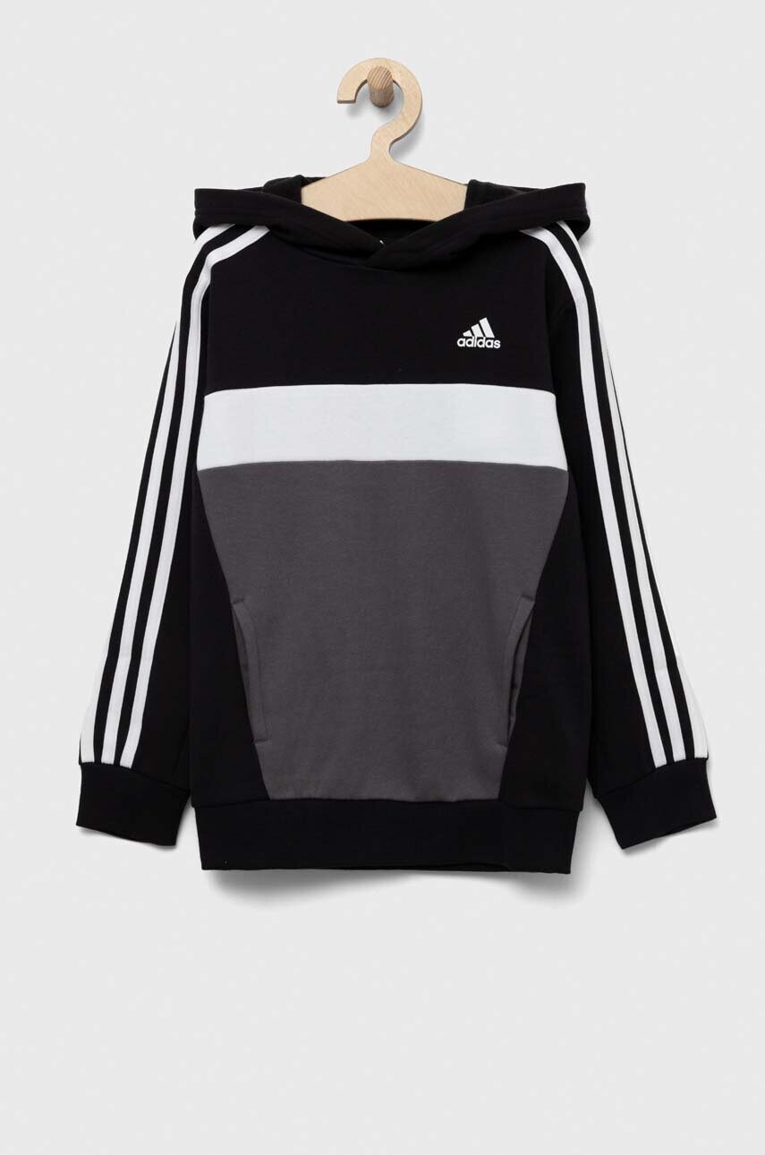 adidas bluza copii culoarea negru, cu glugă, modelator