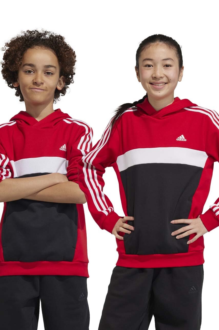 

Детская кофта adidas цвет красный с капюшоном с аппликацией