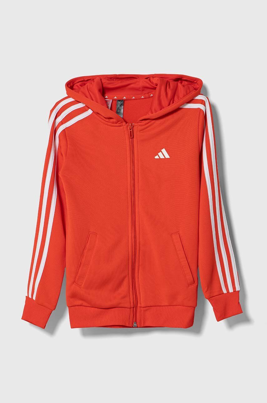E-shop Dětská mikina adidas červená barva, s kapucí, s aplikací