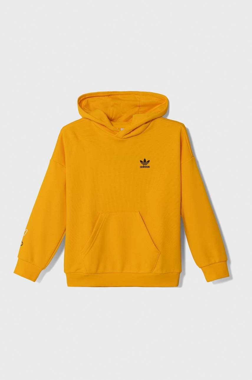 Levně Dětská mikina adidas Originals oranžová barva, s kapucí, s potiskem