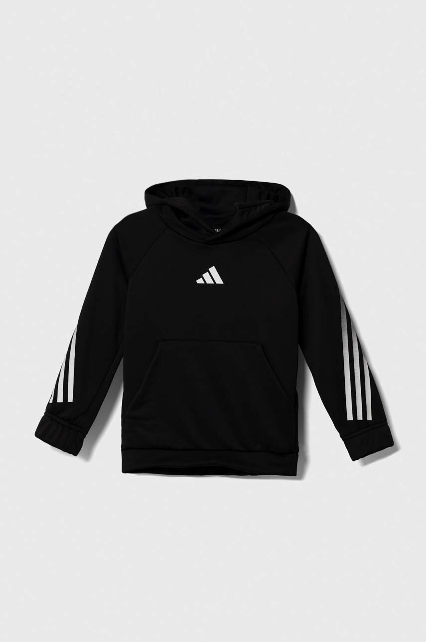 Детская кофта adidas цвет чёрный с капюшоном с принтом