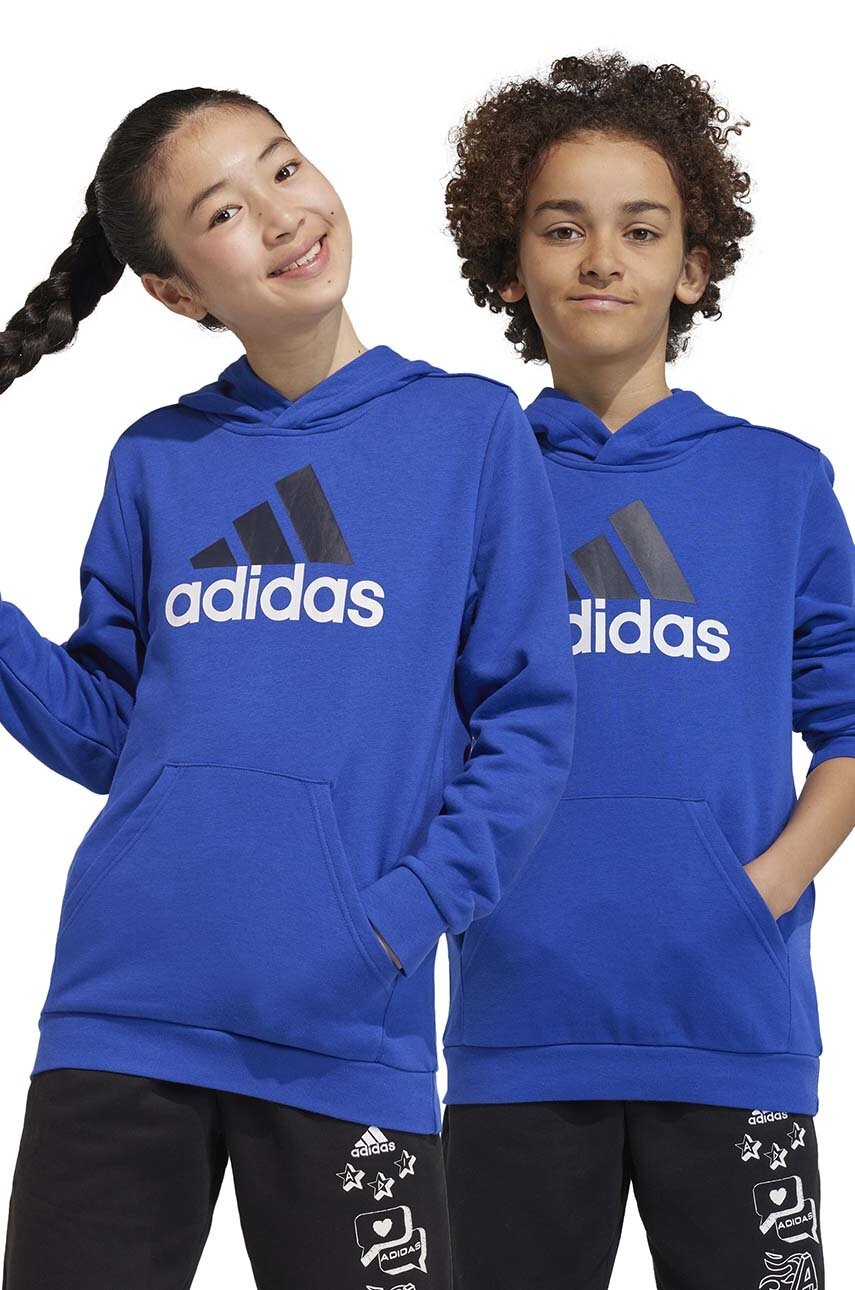 

Дитяча кофта adidas колір синій з капюшоном візерунок