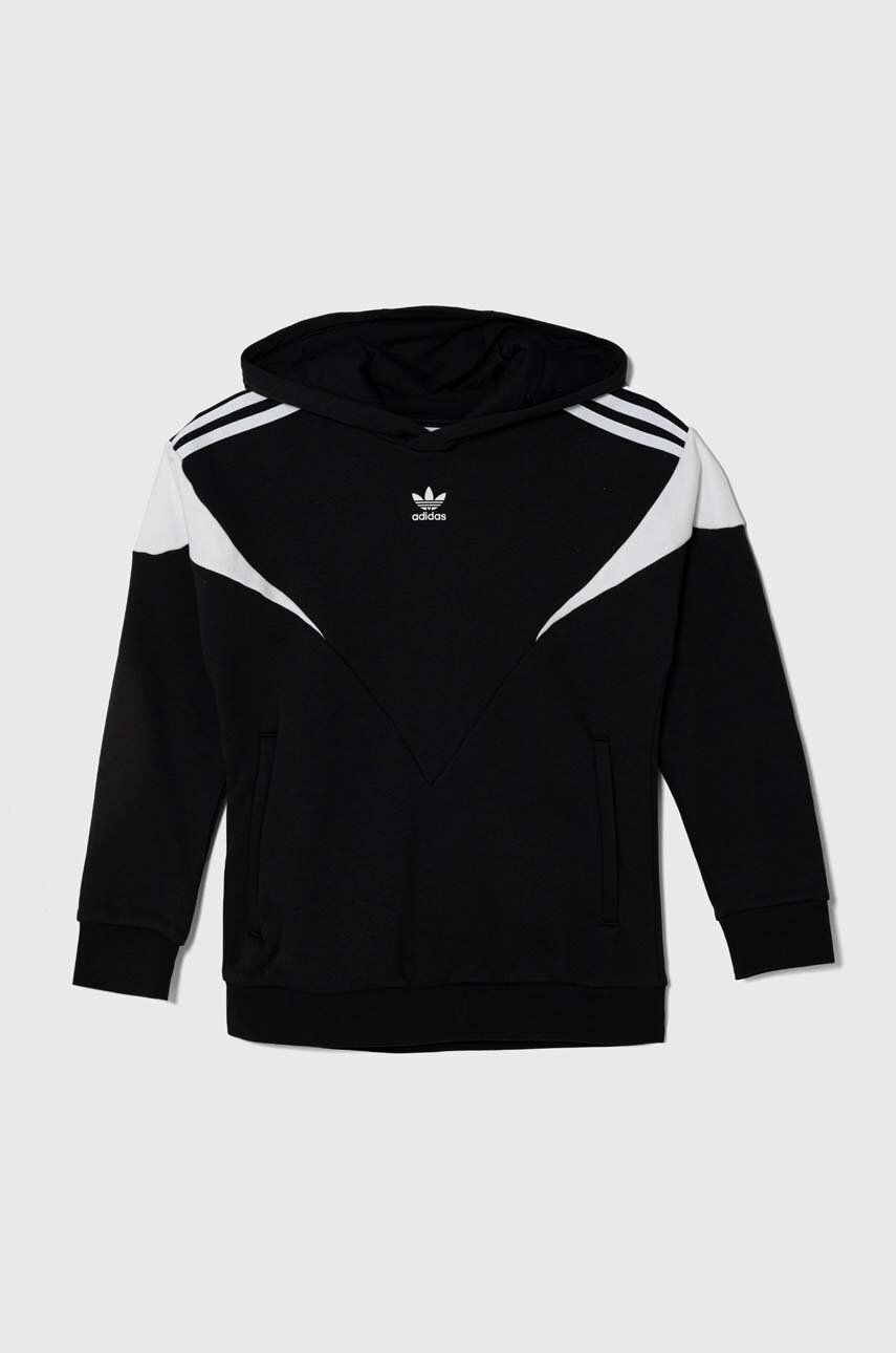 Dětská mikina adidas Originals černá barva, s kapucí, vzorovaná - černá - 70 % Bavlna