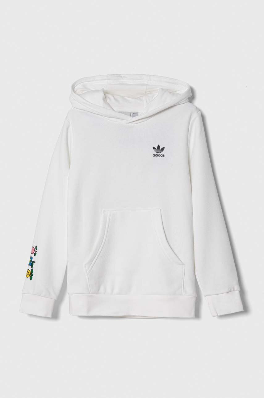 Детская кофта adidas Originals x Hello Kitty цвет белый с капюшоном с принтом Детская кофта adidas Originals x Hello Kitty цвет белый с капюшоном с принтом