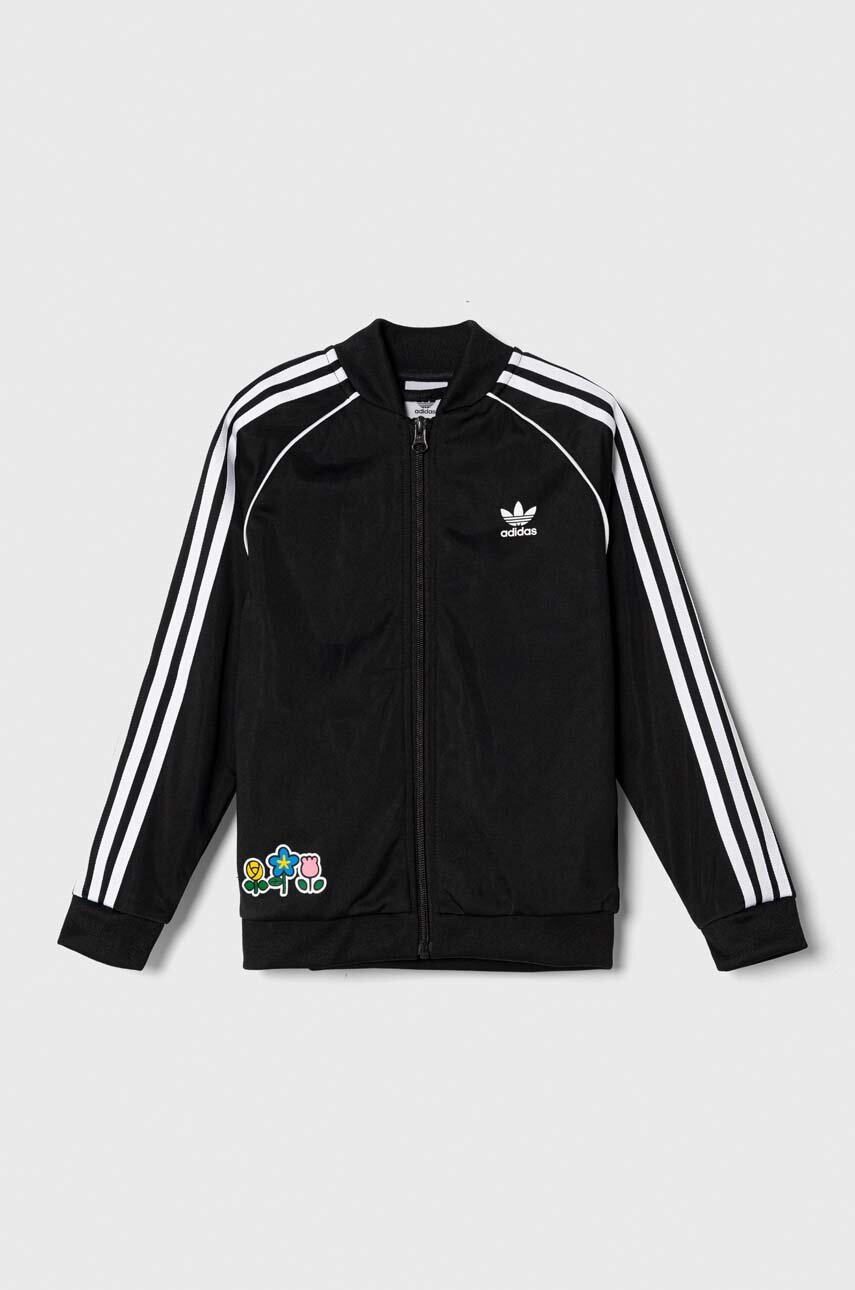 Dětská mikina adidas Originals x Hello Kitty černá barva, s potiskem - černá - 100 % Polyester