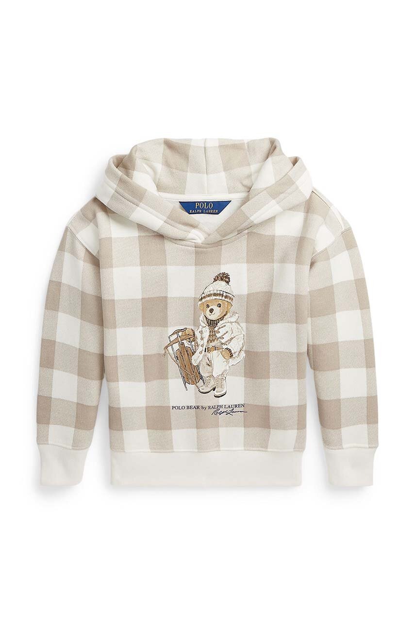 

Детская кофта Polo Ralph Lauren цвет бежевый с капюшоном узор