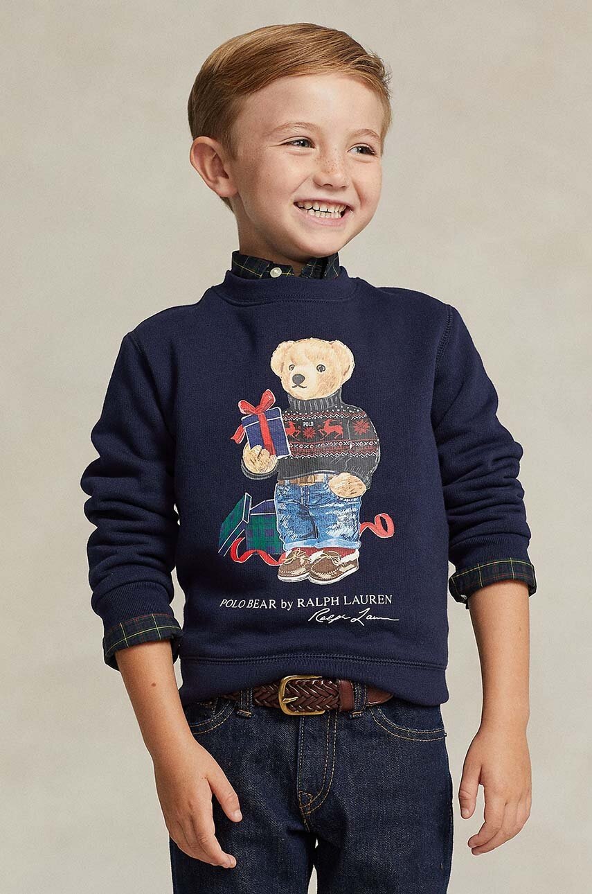 

Детски суичър Polo Ralph Lauren в тъмносиньо с принт, Тъмносин