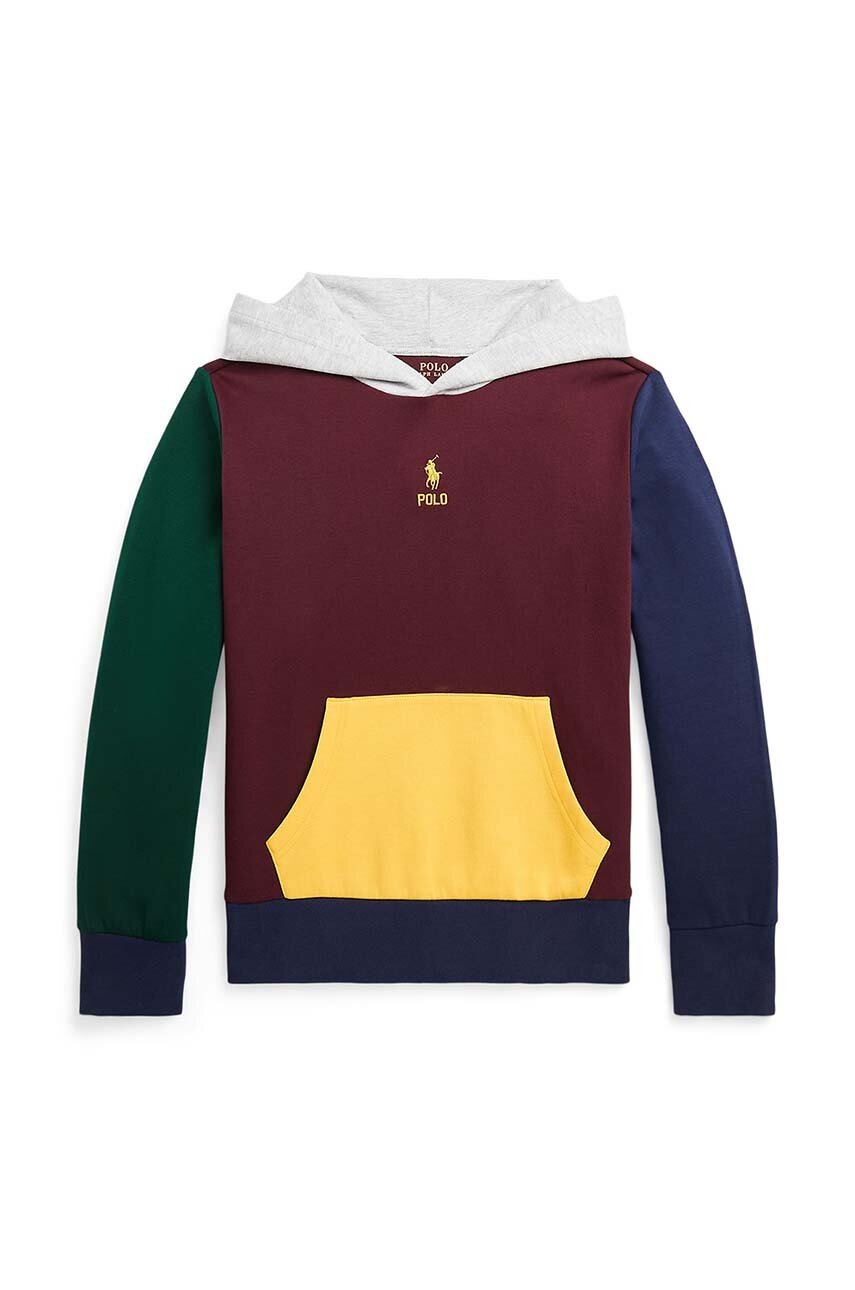 

Детская кофта Polo Ralph Lauren цвет бордовый с капюшоном однотонная