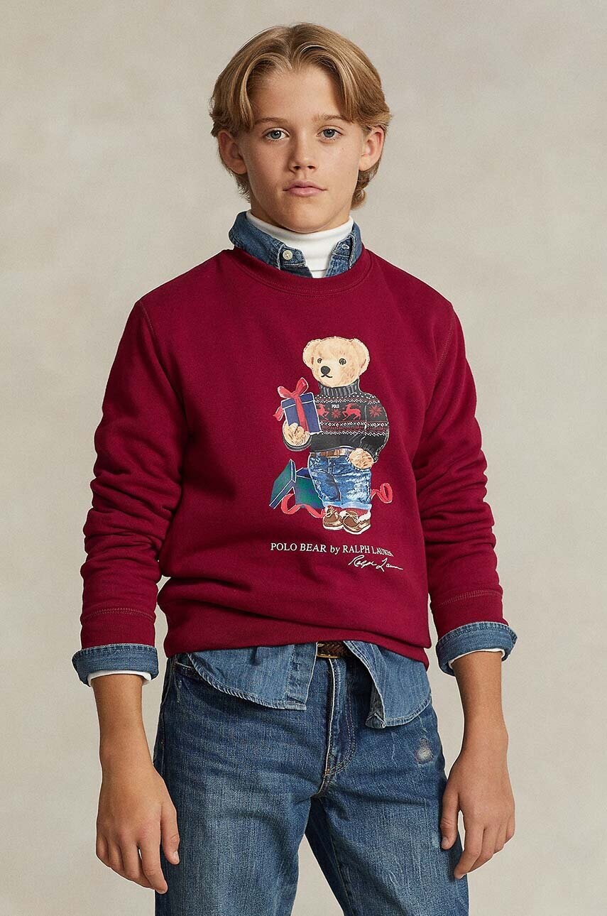 

Детски суичър Polo Ralph Lauren в червено с принт, Червен