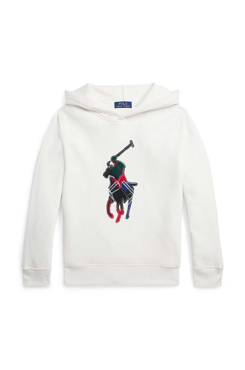

Детская кофта Polo Ralph Lauren цвет белый с капюшоном с принтом