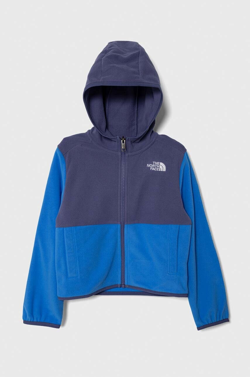 Dětská mikina The North Face GLACIER F/Z HOODED JACKET s kapucí, hladká - modrá - 100 % Polyester