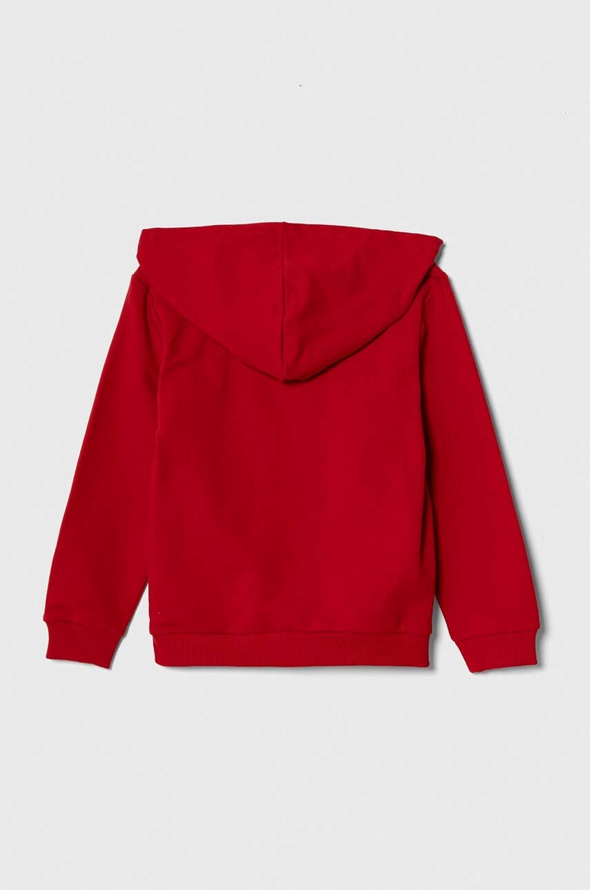 Детская кофта United Colors of Benetton цвет красный с капюшоном однотонная
