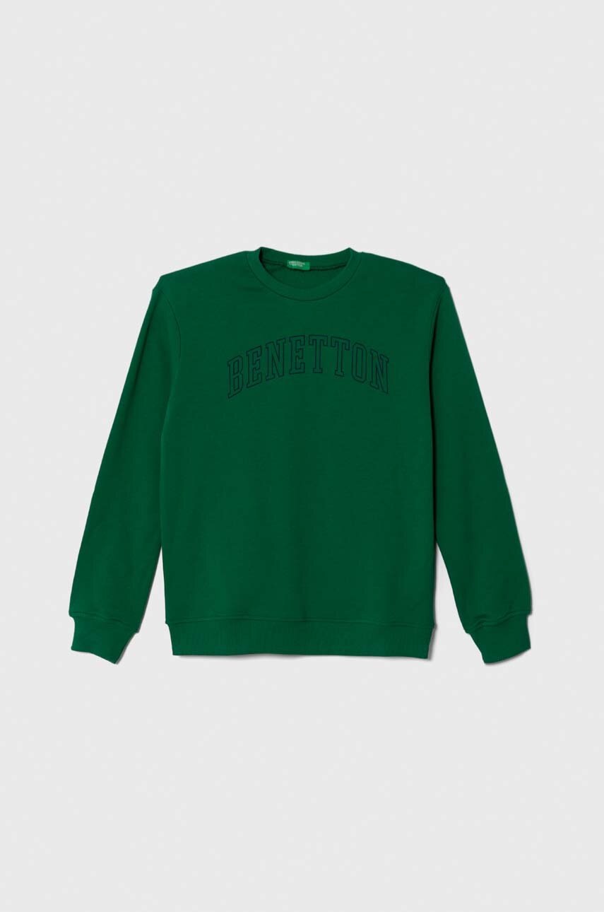 

Дитяча бавовняна кофта United Colors of Benetton колір зелений з принтом