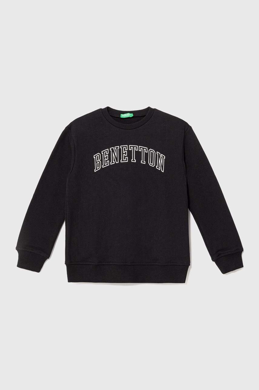 

Детская хлопковая кофта United Colors of Benetton цвет чёрный с принтом