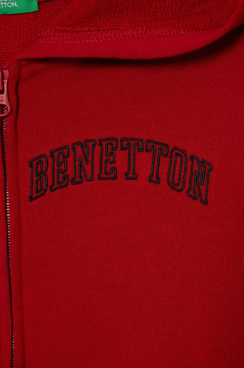 United Colors Of Benetton Hanorac De Bumbac Pentru Copii Culoarea Rosu, Cu Glugă, Modelator