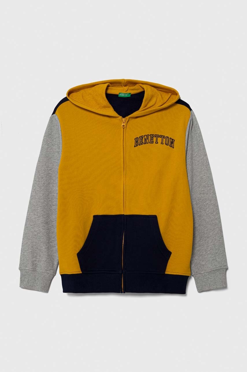 

Дитяча бавовняна кофта United Colors of Benetton з капюшоном візерунок