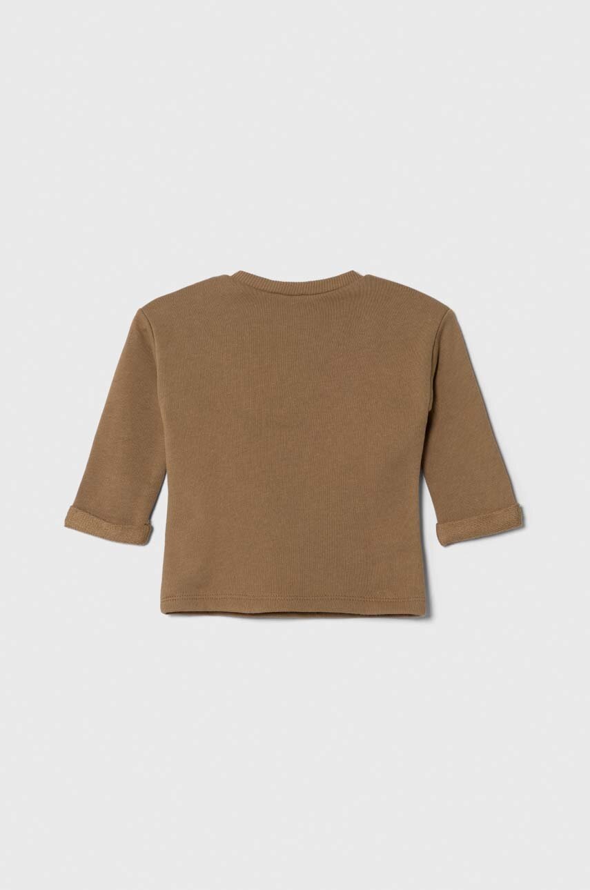 Хлопковая кофта для младенцев United Colors of Benetton цвет коричневый с принтом Хлопковая кофта для младенцев United Colors of Benetton цвет коричневый с принтом