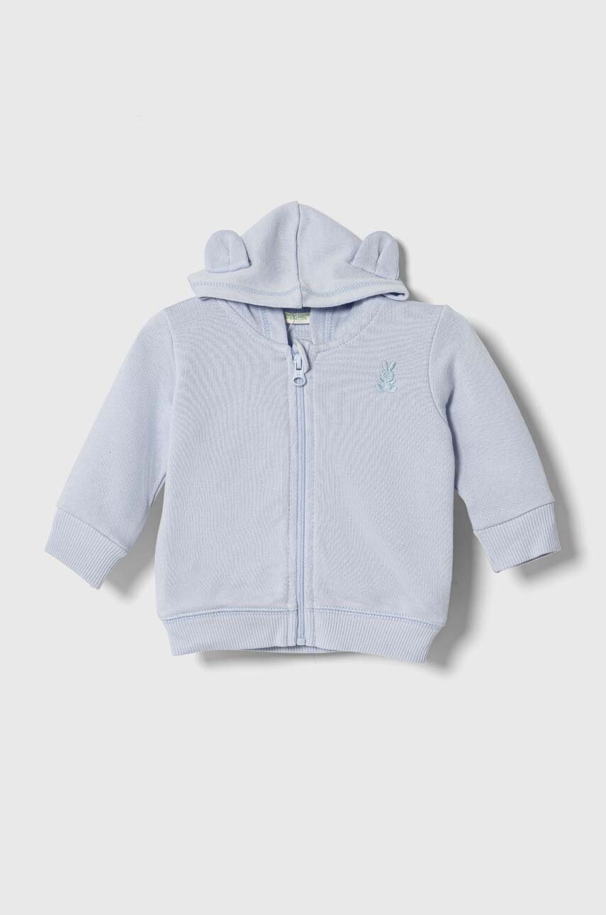 

Бавовняна кофта для немовлят United Colors of Benetton з капюшоном однотонна