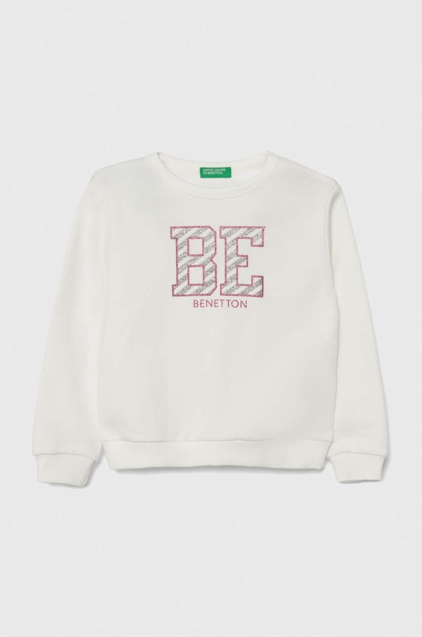 

Дитяча бавовняна кофта United Colors of Benetton колір білий з принтом