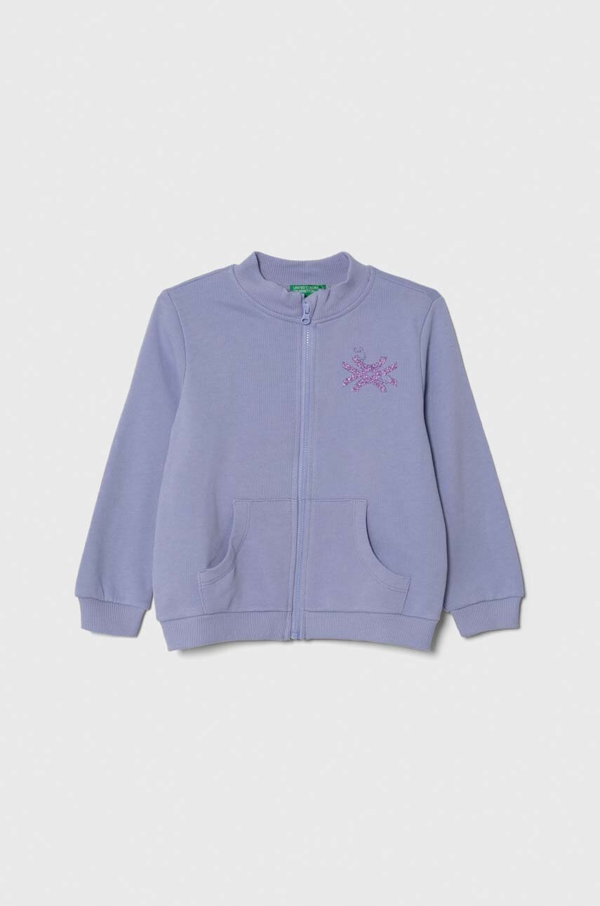 

Дитяча бавовняна кофта United Colors of Benetton колір фіолетовий з принтом