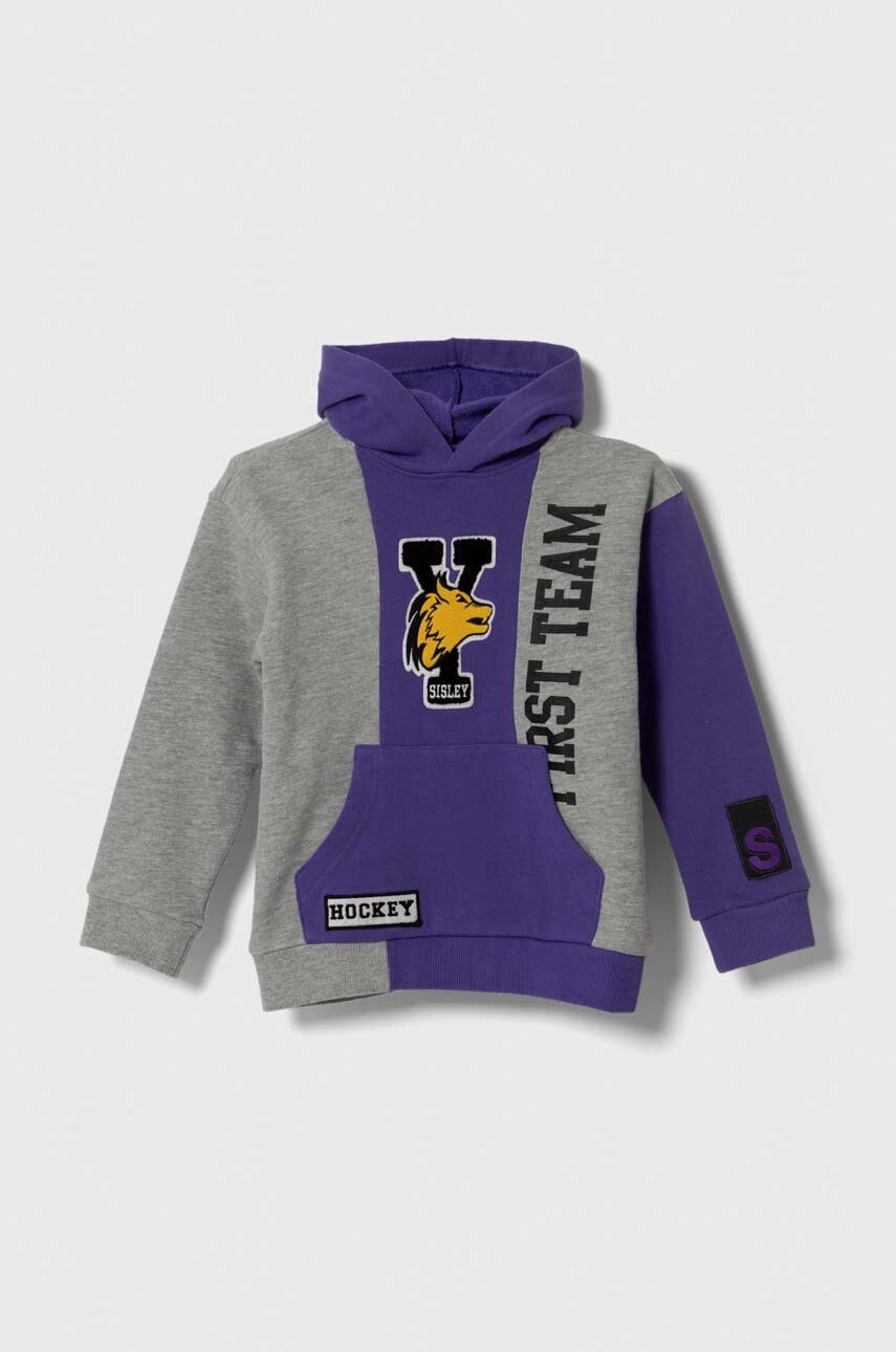 Детская хлопковая кофта Sisley цвет фиолетовый с капюшоном с аппликацией в Ровном Детская хлопковая кофта Sisley цвет фиолетовый с капюшоном с аппликацией в Ровном