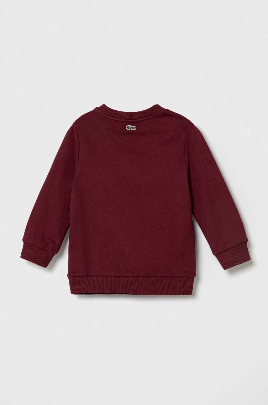 Детская хлопковая кофта Lacoste цвет бордовый с принтом Детская хлопковая кофта Lacoste цвет бордовый с принтом