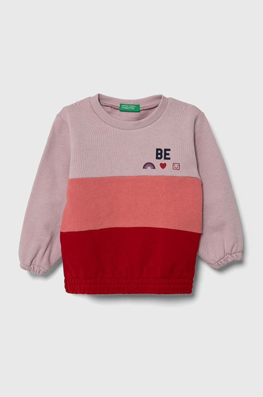 United Colors of Benetton hanorac de bumbac pentru copii culoarea violet, modelator United Colors of Benetton hanorac de bumbac pentru copii culoarea violet, modelator
