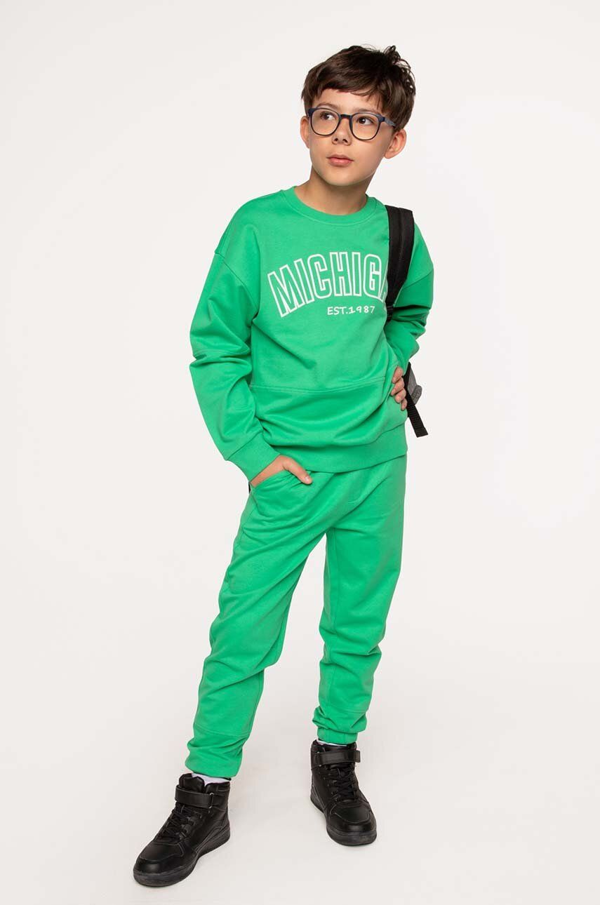Dětská bavlněná mikina Coccodrillo zelená barva, s potiskem - zelená -  100 % Bavlna