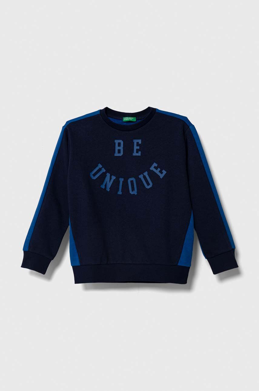 United Colors of Benetton bluza copii culoarea albastru marin, cu imprimeu