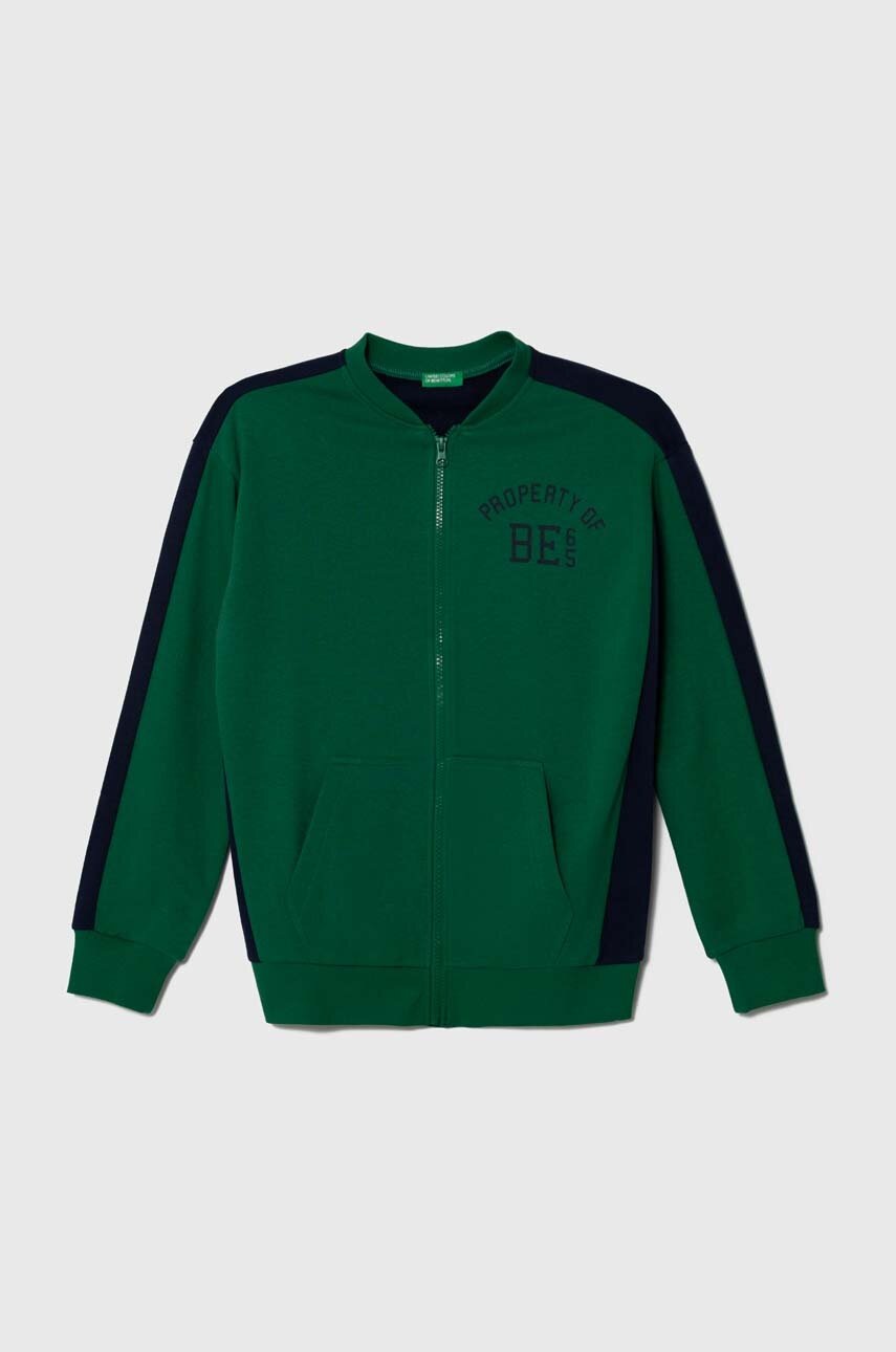 

Детская кофта United Colors of Benetton цвет зелёный с принтом