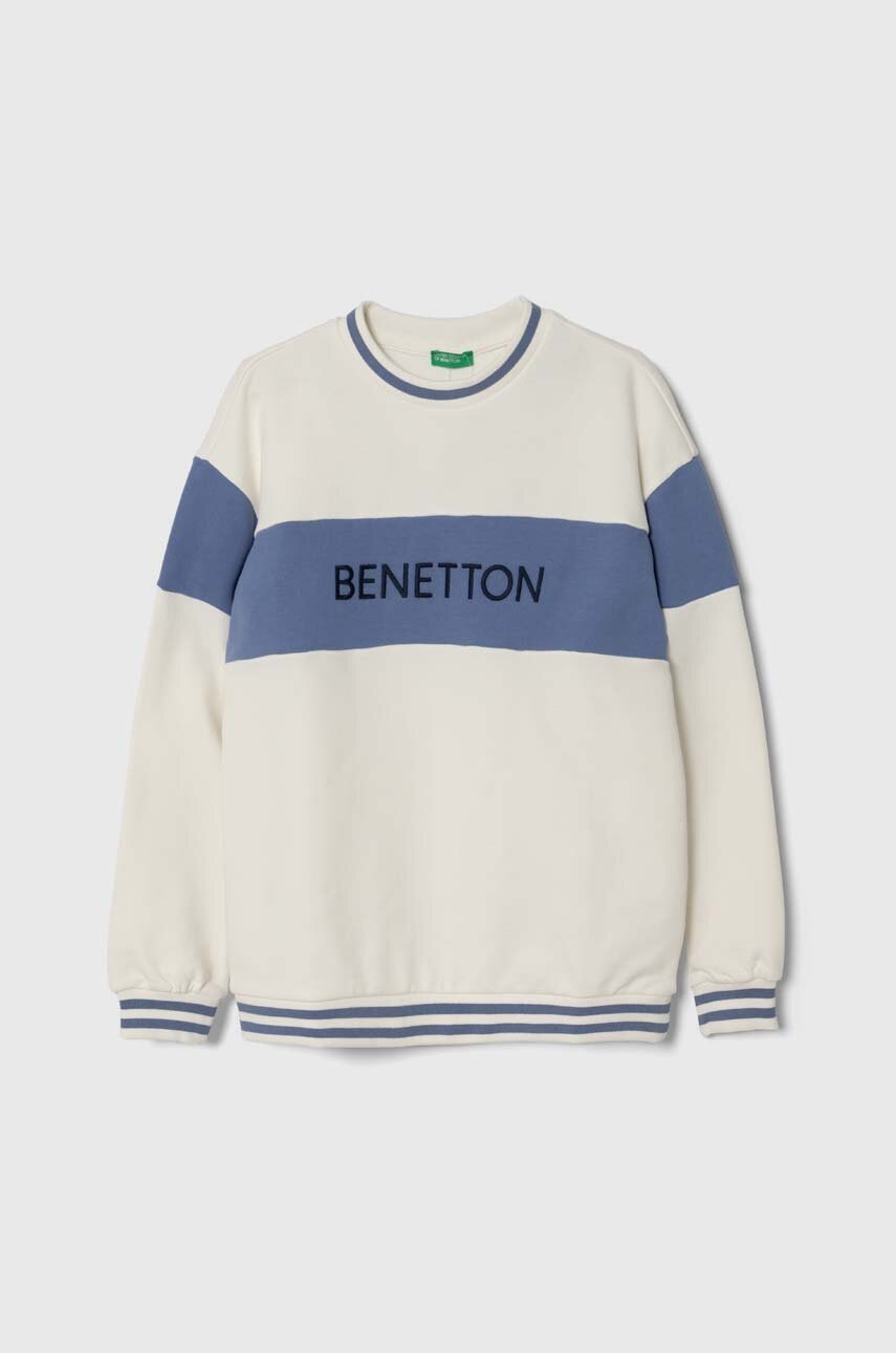 

Детски памучен суичър United Colors of Benetton в бяло с десен, Бял