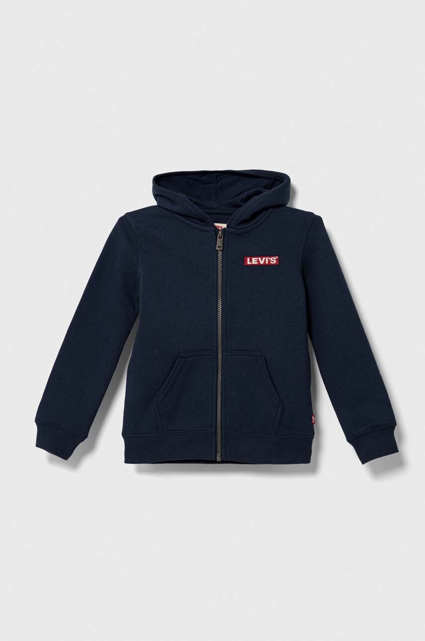 

Детски суичър Levi's в тъмносиньо с качулка с изчистен дизайн, Тъмносин