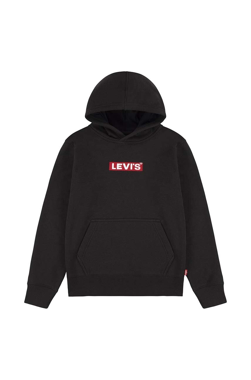 

Детски суичър Levi's в черно с качулка с принт, Черен