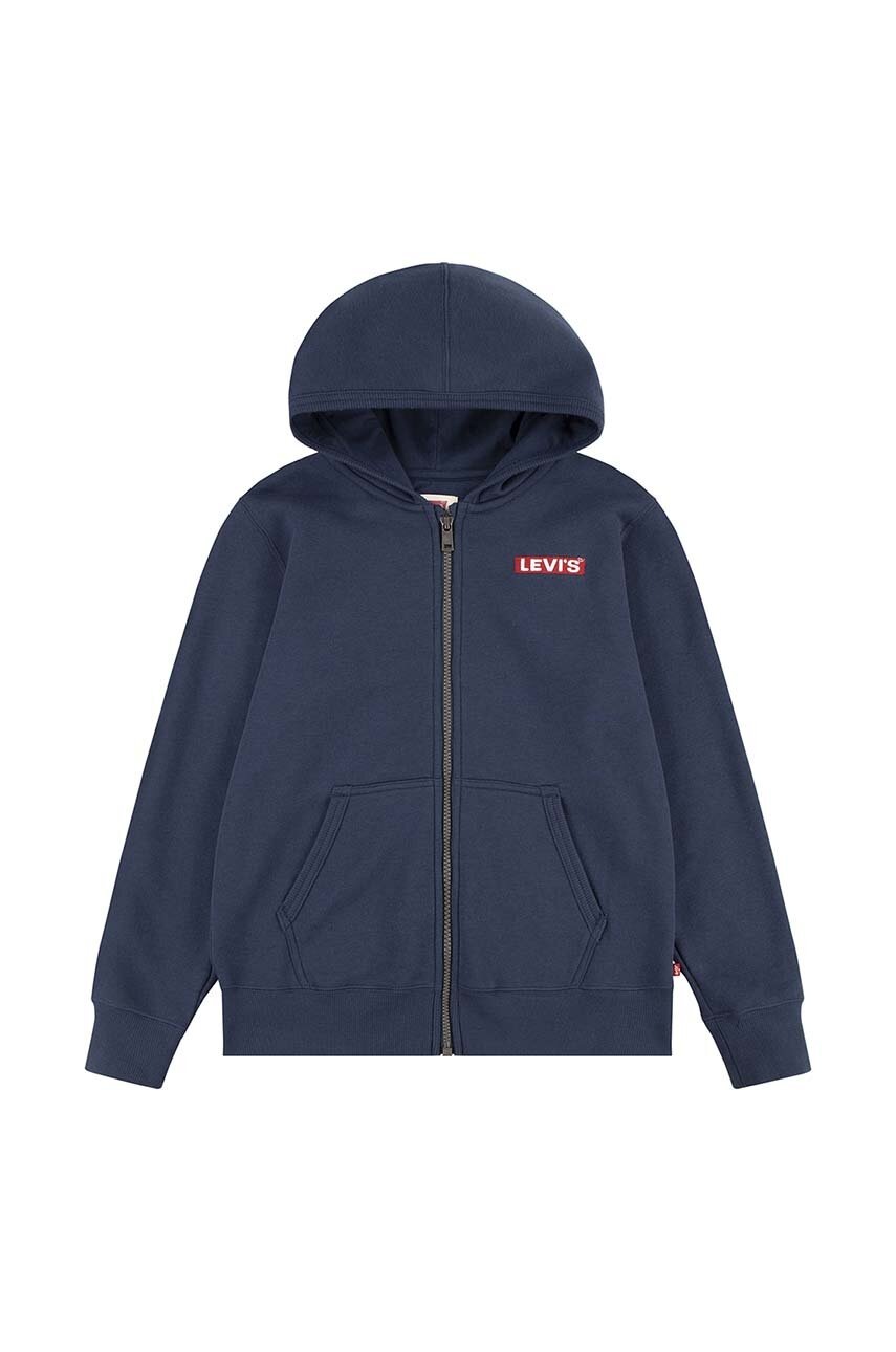 

Детски суичър Levi's в синьо с качулка с изчистен дизайн, Син