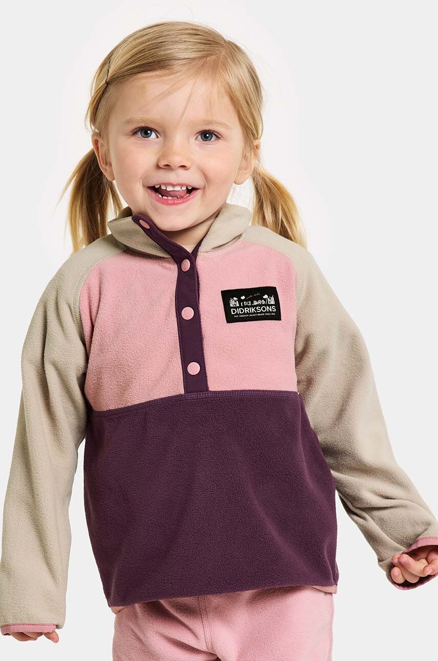 Didriksons bluza copii MONTE KIDS HALF BUTT culoarea violet, neted