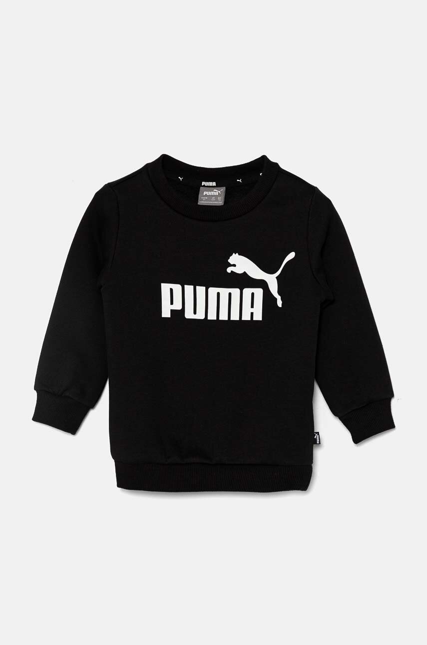 Puma bluza copii ESS Big Logo Crew FL B culoarea negru, cu imprimeu
